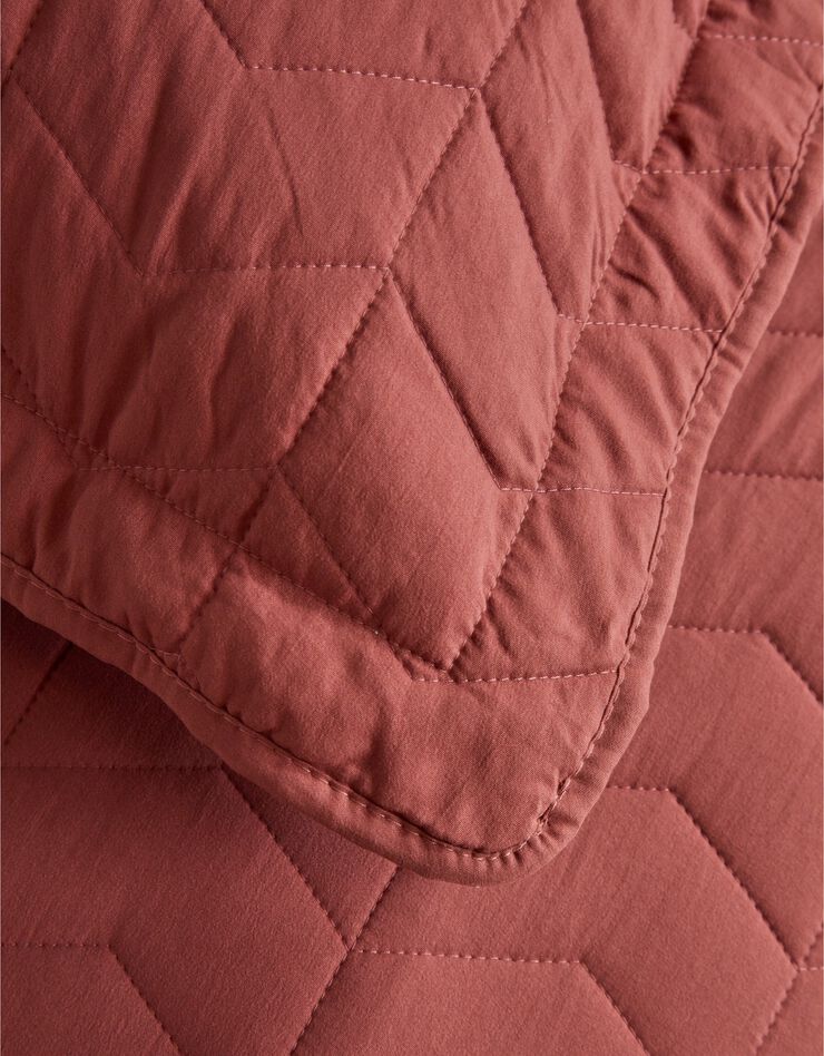 Couvre-lit uni matelassé reliéfé géométrique (bois de rose)