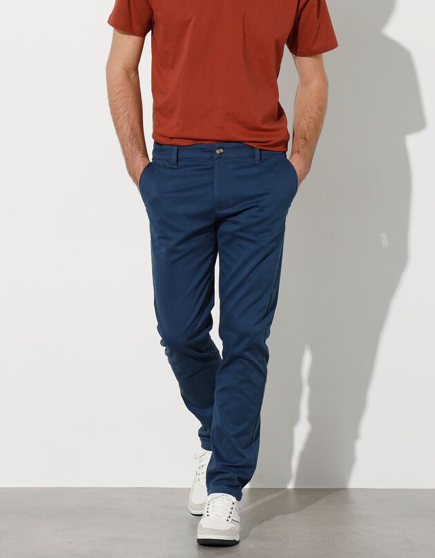 Pantalon chino ceinture élastiquée côtés (marine)