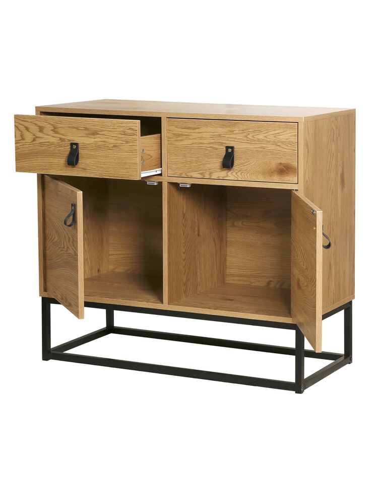 Commode STOCKIES style industriel 2 portes, 2 tiroirs (naturel)
