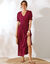 Robe longue col V unie, crépon (violet)