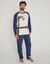 Pyjama pantalon motif bambou manches longues (&eacute;cru / indigo)