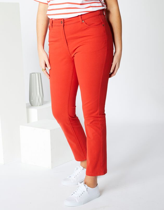 Pantalon droit raccourci, bi-stretch (paprika)