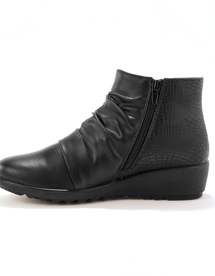 Boots plissées compensées bi-matière femme - noir (noir) Boots plissées compensées bi-matière femme - noir (noir)