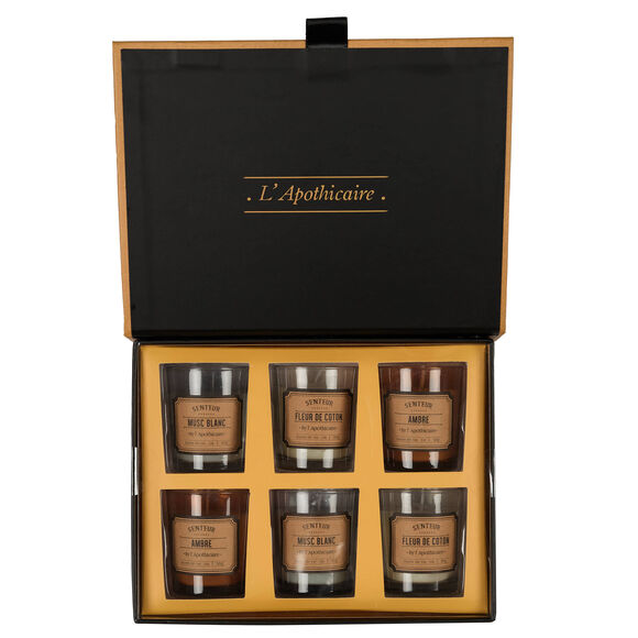 Coffret de 6 bougies parfum&eacute;es (blanc/bleu/corail)