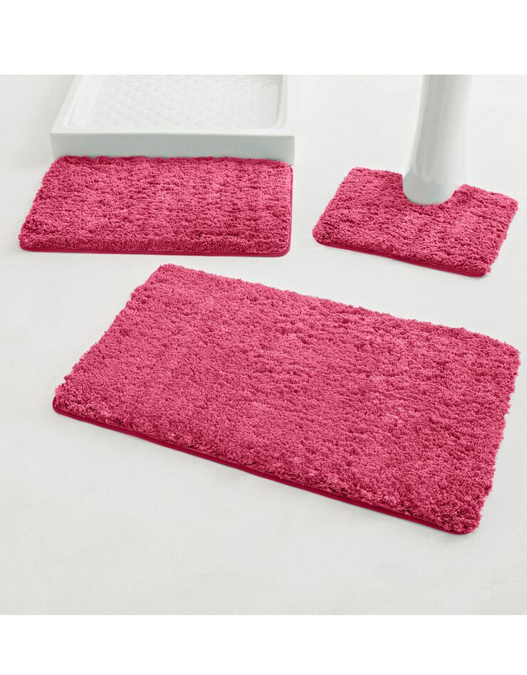 Tapis de bain uni moelleux microfibre (framboise) Tapis de bain uni moelleux microfibre (framboise)