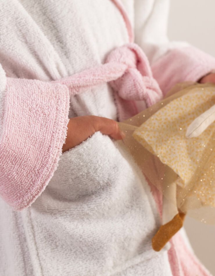 Peignoir de bain personnalisable à capuche licorne (blanc / rose) Peignoir de bain personnalisable à capuche licorne (blanc / rose)