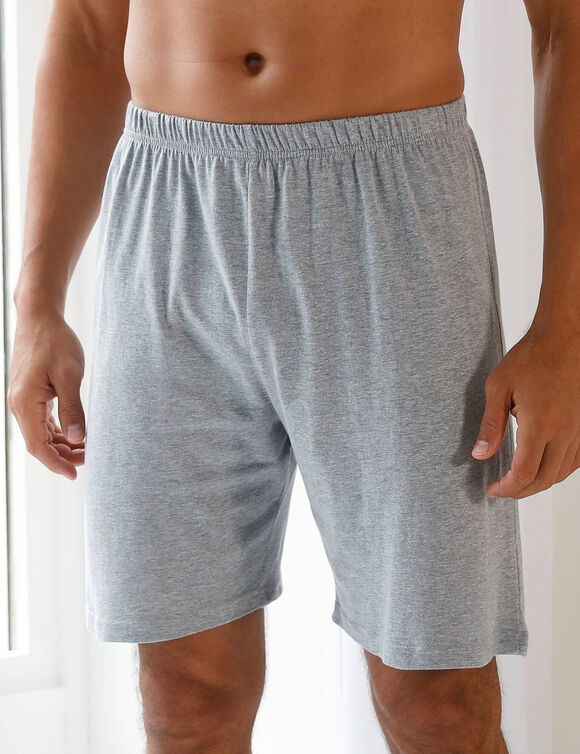 Short pyjama coton uni (gris chin&eacute;)