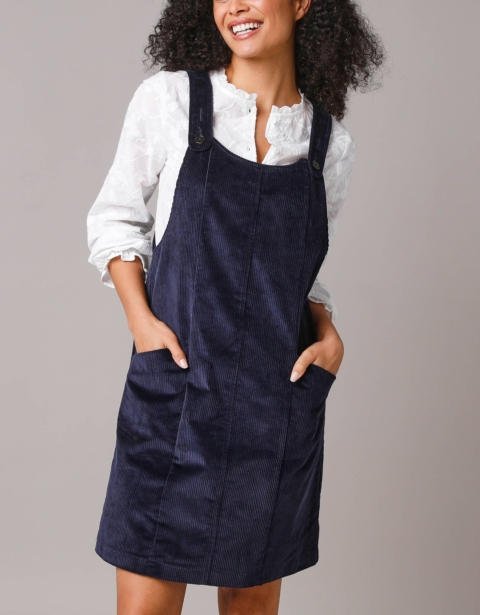 Robe chasuble évasée, velours côtelé, marine | Blancheporte
