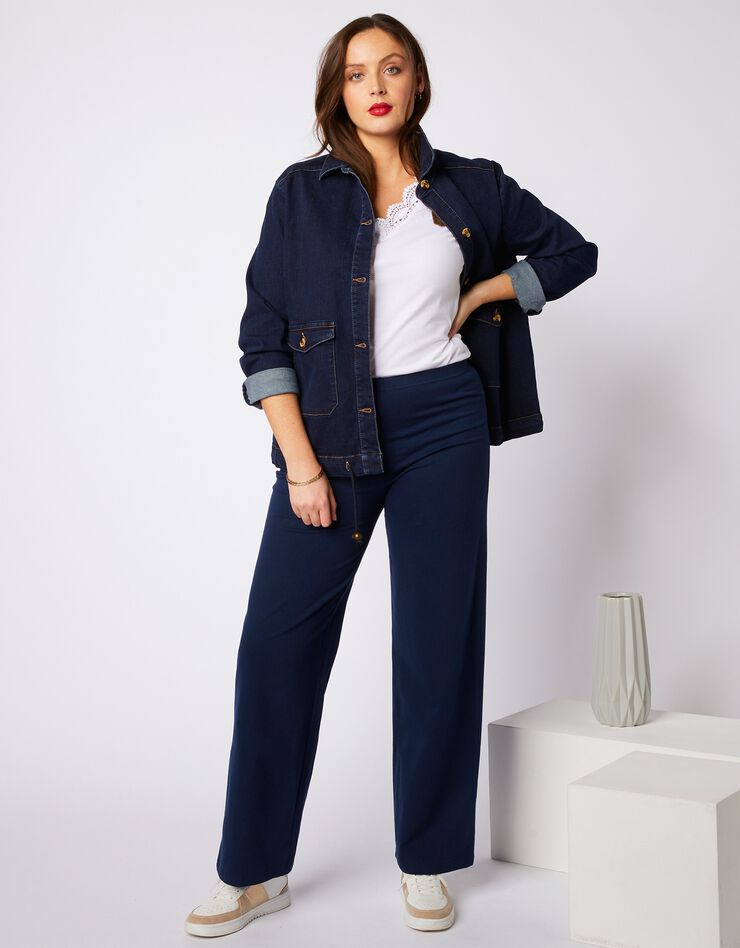 Pantalon large maille stretch (marine) Pantalon large maille stretch (marine)