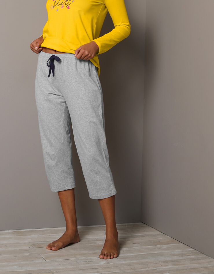 Pantacourt de pyjama uni Estrella - coton (gris chiné) Pantacourt de pyjama uni Estrella - coton (gris chiné)