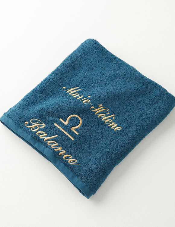 Serviettes de bain brod&eacute;es signe astrologique, &agrave; personnaliser - 420g/m2 (balance)