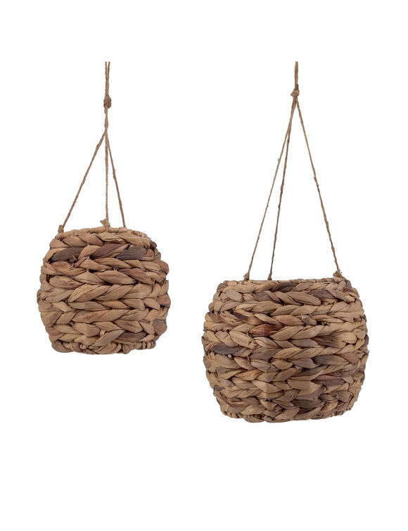 Lot de 2 cache-pots à suspendre en jonc de mer (naturel)