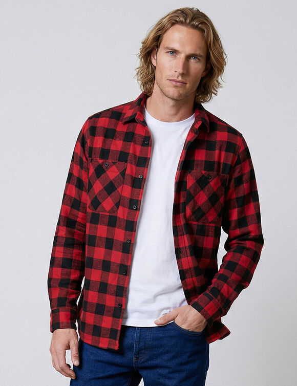 Chemise carreaux &eacute;cossais flanelle (rouge / noir)