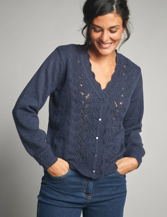 Gilet en maille ajourée (marine)