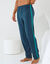 Pantalon pyjama uni bande contrast&eacute;e  (marine / turquoise)