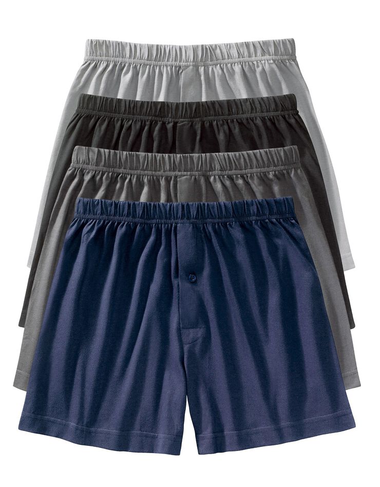 Caleçon flottant ouvert uni - lot de 4 (gris + marine)