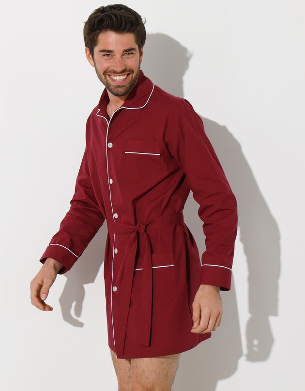 Veste de pyjama popeline boutonnée (bordeaux)
