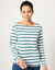 T-shirt marinière manches longues, coton biologique(**) (blanc / vert)