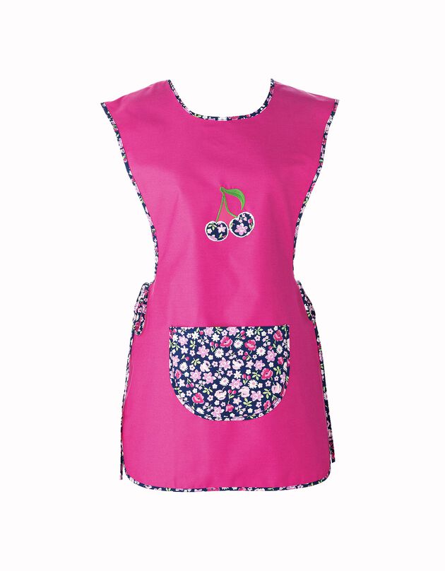 Tablier cuisine 7/8ème brodé sans manches (fuchsia)