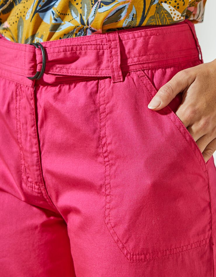 Pantacourt droit coton coloré ou denim léger (fuchsia) Pantacourt droit coton coloré ou denim léger (fuchsia)