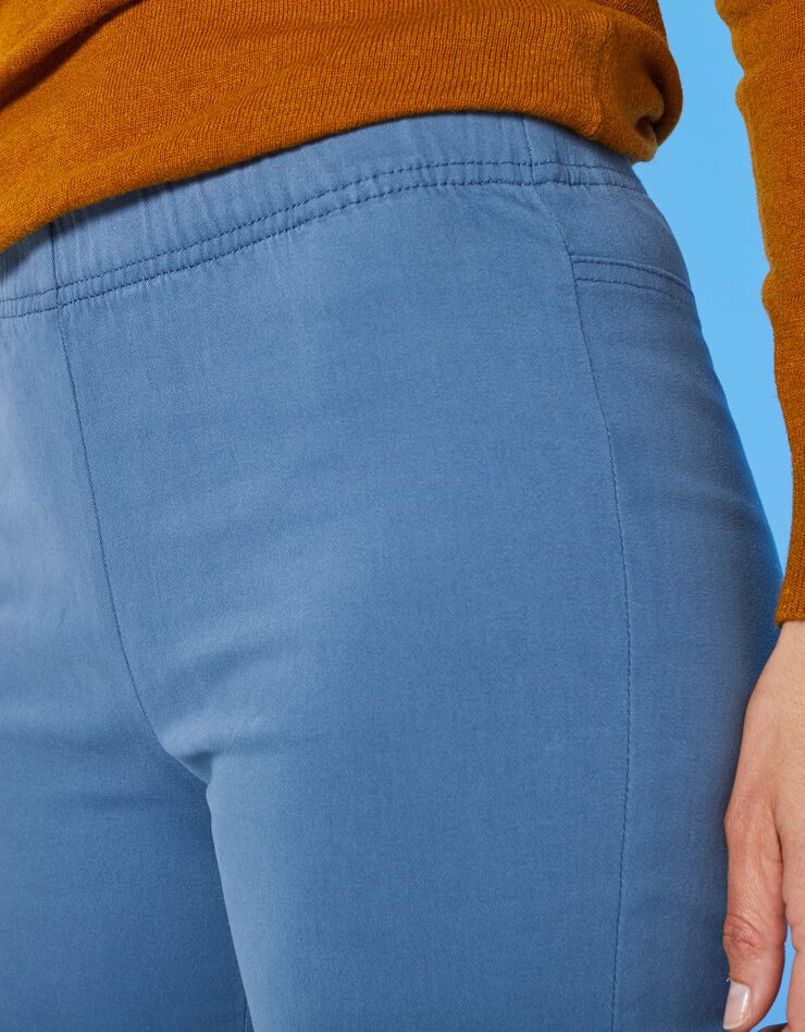 Pantalon sculptant effet ventre plat taille élastiquée (bleu grisé)