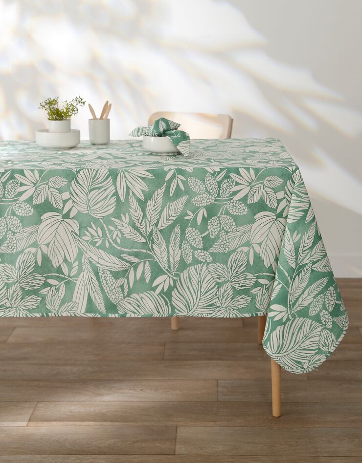 Nappe anti-taches imprimé végétal (vert amande) Nappe anti-taches imprimé végétal (vert amande)