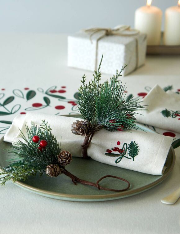 Rond de serviettes, d&eacute;coration sapin - lot de 4  (vert)