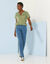 T-shirt col tunisien manches courtes, broderie anglaise (kaki clair)