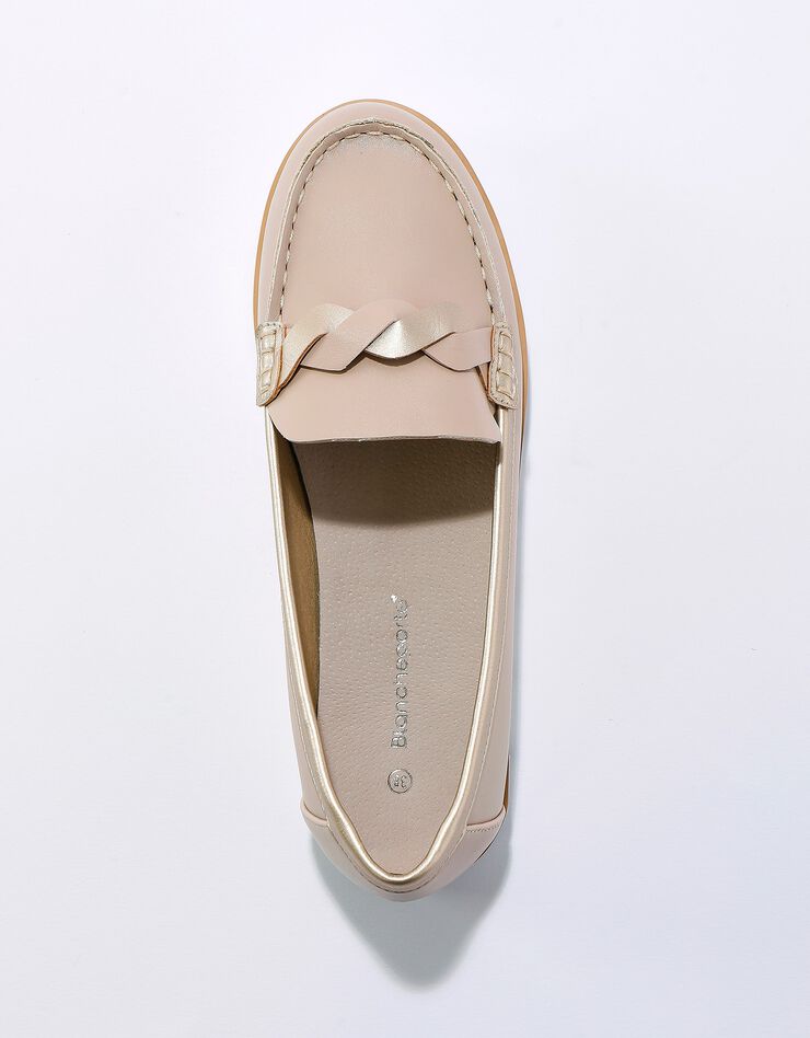 Mocassins à semelle crantée et bande tressée (beige / doré) Mocassins à semelle crantée et bande tressée (beige / doré)