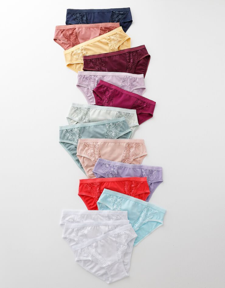 Lot De 2 Culottes Playtex Caresse Midi Dentelle - Taille 38, Blanc, Confort Et élégance
