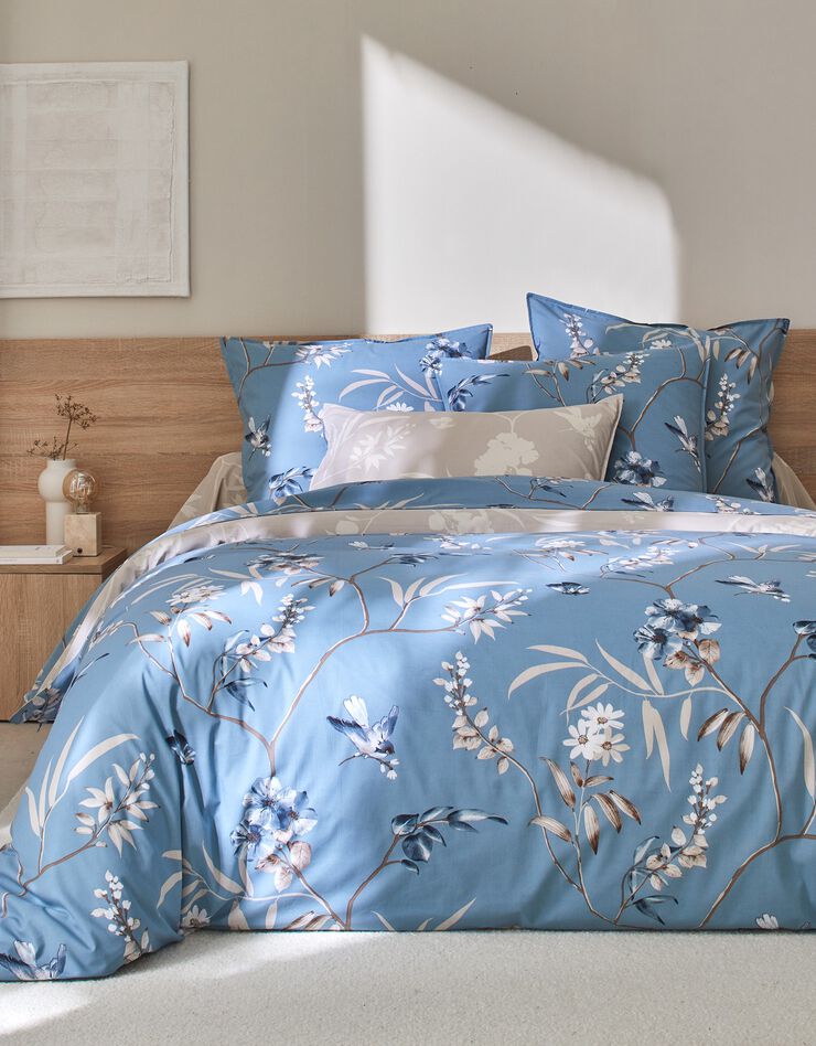 Linge de lit Anne en coton (bleu grisé)
