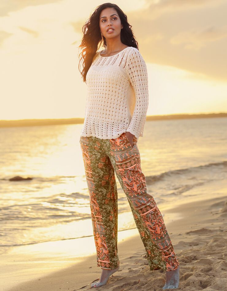 Pantalon large imprimé (kaki) Pantalon large imprimé (kaki)