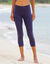 Legging 3/4 maille taille &eacute;lastiqu&eacute;e (marine)