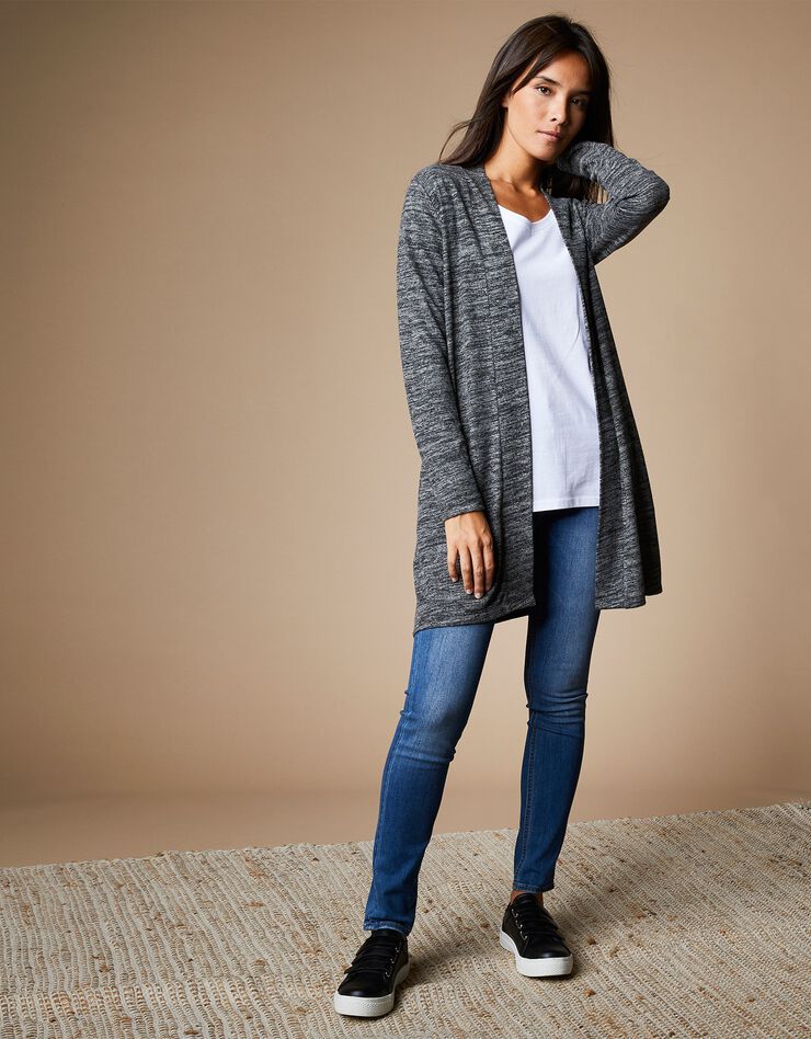 Gilet long jesey gratté (gris anthracite) Gilet long jesey gratté (gris anthracite)