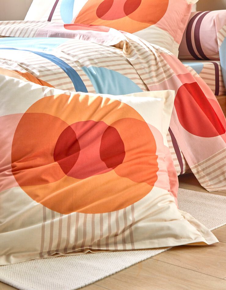 Linge de lit Move imprimé géométrique multicolore - coton (beige)