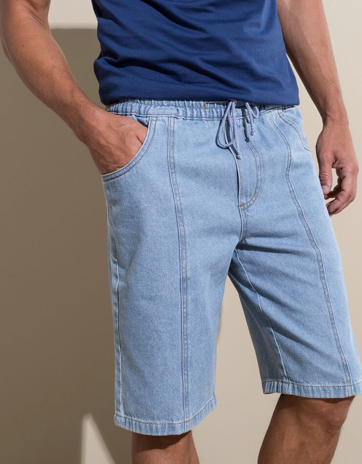 Bermuda denim léger taille élastiquée (bleached) Bermuda denim léger taille élastiquée (bleached)