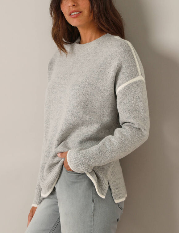 Pull bicolore en maille moelleuse  (gris chin&eacute;)
