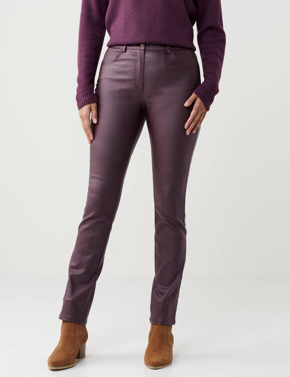 Pantalon droit enduit (bordeaux)