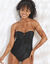 Maillot de bain 1 pièce bustier Solaro uni , bretelles amovibles (noir)