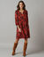 Robe courte imprimée, manches 3/4 (bordeaux / rose)