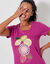 Chemise de nuit longue manches courtes motif «rosaces » (violine)