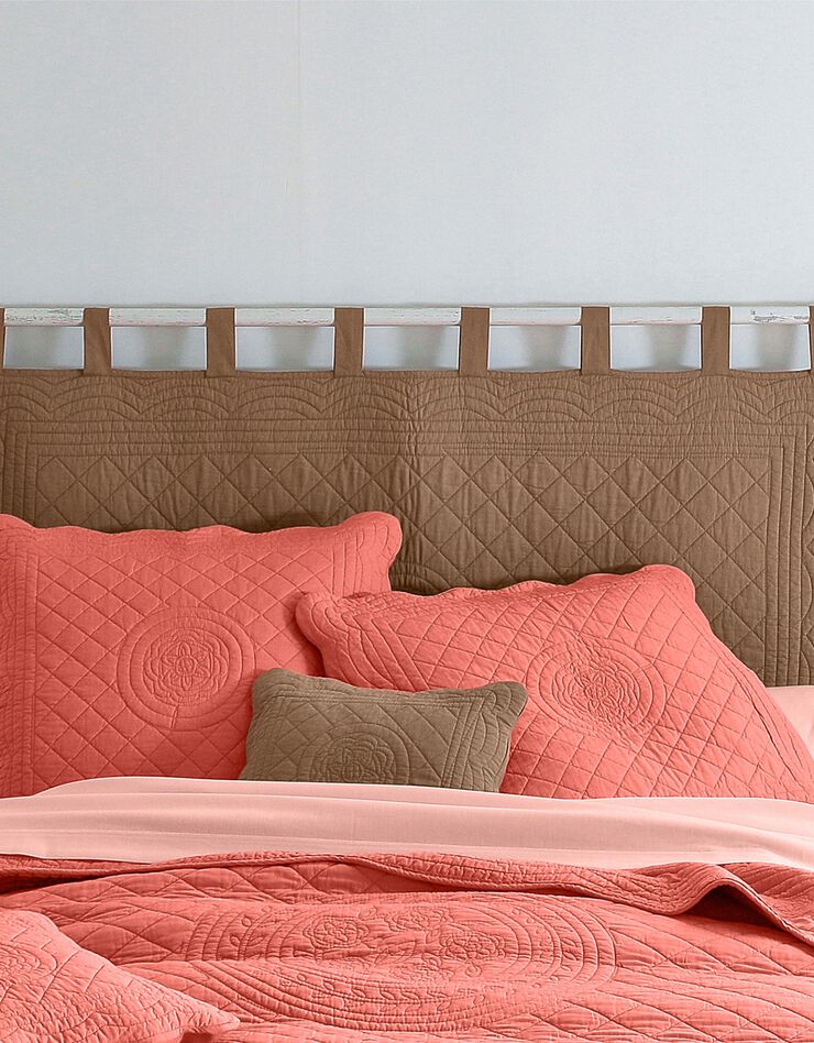 Tête de lit unie coton style boutis Cassandre (taupe)