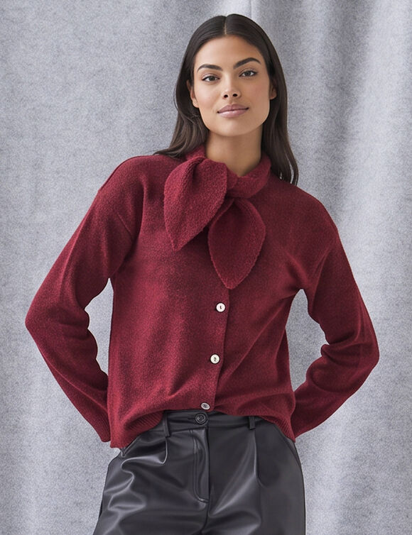Gilet col lavalli&egrave;re (rouge fonc&eacute;)