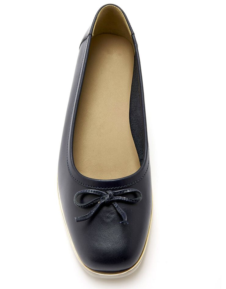 Ballerines en cuir à petit nœud, petit compensé (marine) Ballerines en cuir à petit nœud, petit compensé (marine)