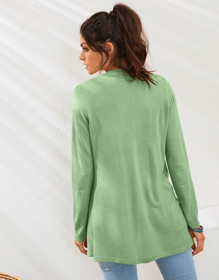 Gilet porter ouvert toucher cachemire (vert clair) Gilet porter ouvert toucher cachemire (vert clair)