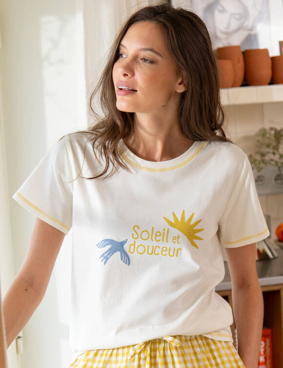T-shirt pyjama manches courtes (&eacute;cru)