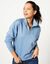 Sweat col montant zippé en molleton gratté (bleu jean)