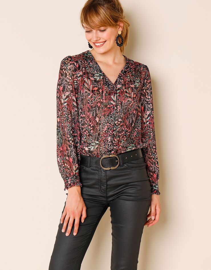 Blouse imprimée irisée (noir / multicolore) Blouse imprimée irisée (noir / multicolore)