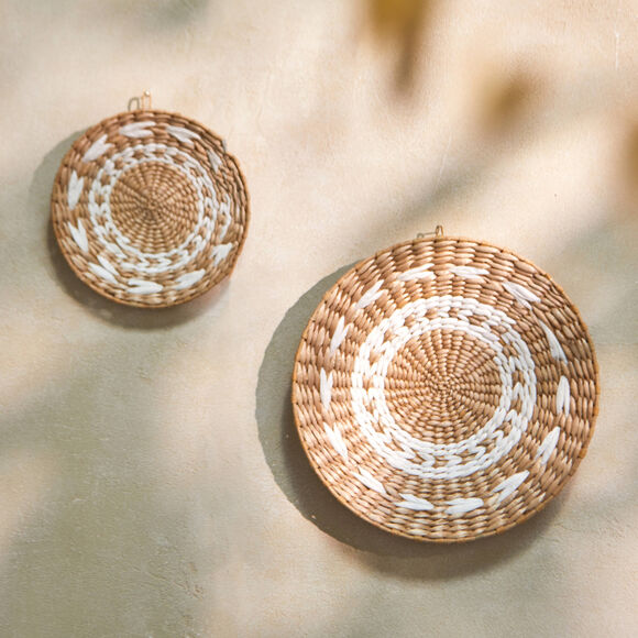 Décoration murale ronde - lot de 2 (blanc/naturel)