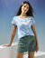 T-shirt boite, imprimé papillons (bleu)